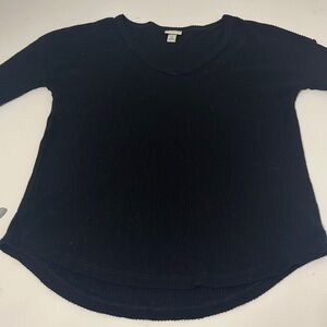 A New Day XS Black Short Sleeve V Neck Rounded Hem T Shirt